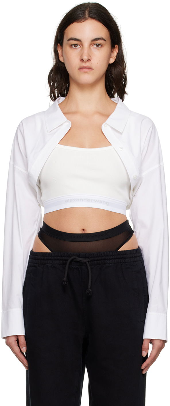 Сорочка Alexander Wang Alexander Wang Layered Cropped Shirt білий | 4WC4231417