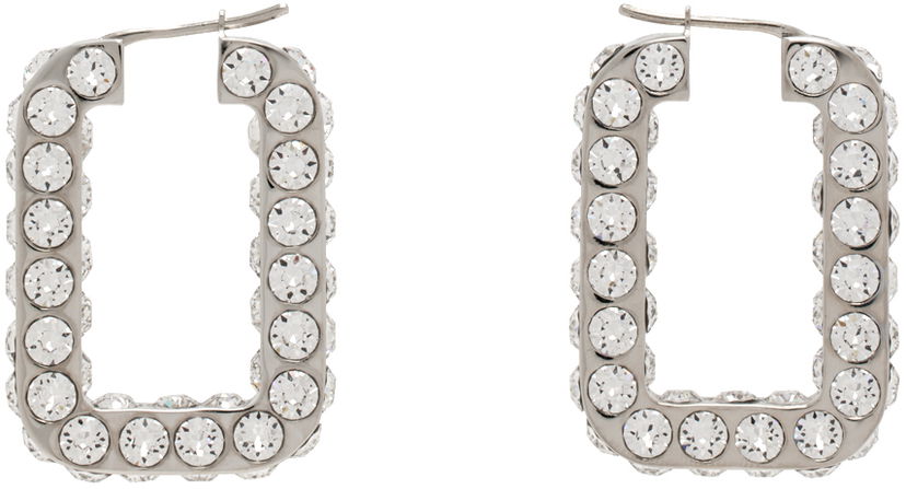 Сережки Amina Muaddi Crystals Hoop Earrings Металік | CHARLOTTE HOOP