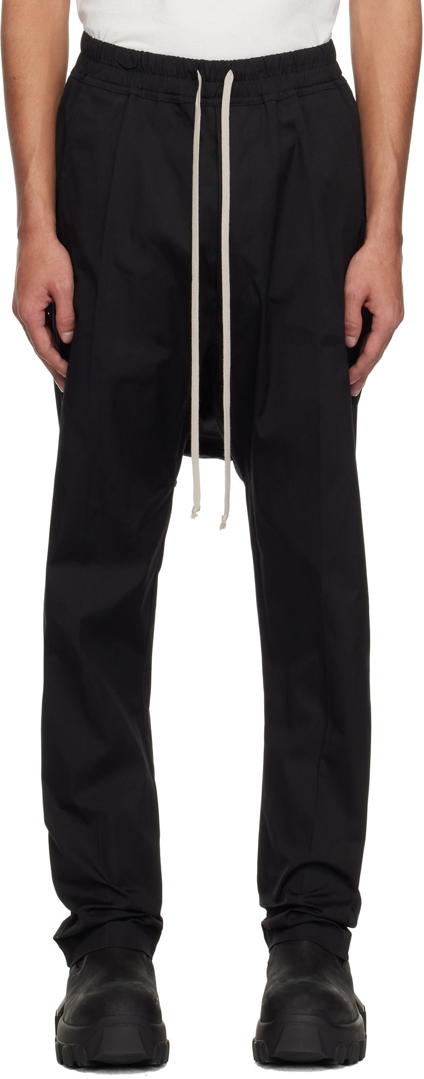 Штани Rick Owens Rick Owens Hollywood Drawstring Long Trousers чорний | RR01E5380 TE