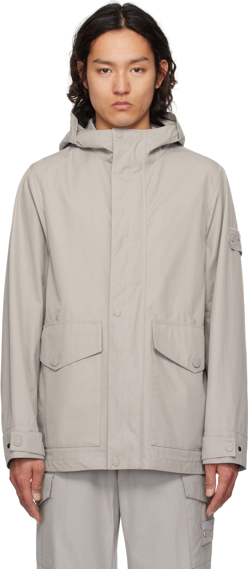 Дощовик Stone Island Stone Island Weatherproof Cotton Canvas Hooded Jacket Сірий | K1S15 4100035 S00F1