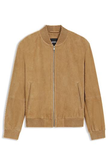 Куртка бомбер BOSS Suede Bomber Jacket бежевий | 50543213