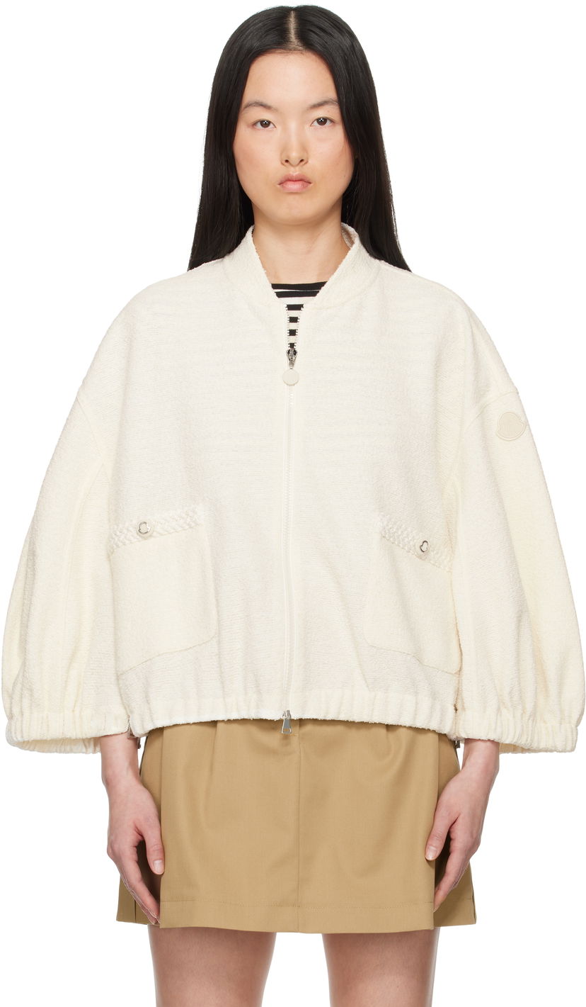 Куртка бомбер Moncler Moncler Zip-Up Bouclé Jacket білий | K10938G0002889AWR
