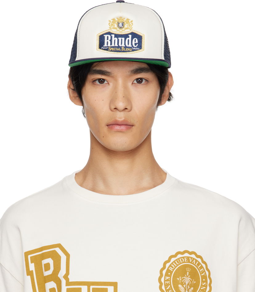 Кепка Rhude Rhude Embroidered 'Special Blend' Trucker Cap білий | RHPF25HA01742