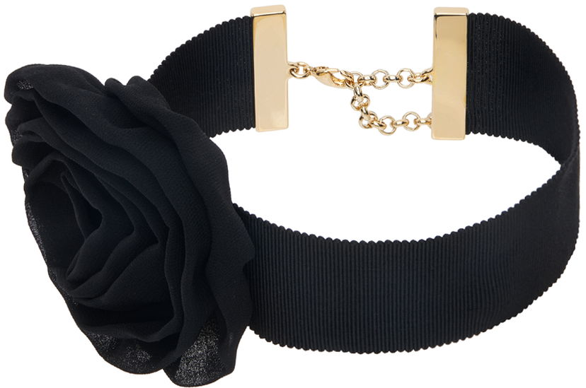 Кольє Blumarine Rose Detail Grosgrain Choker чорний | A422W267A