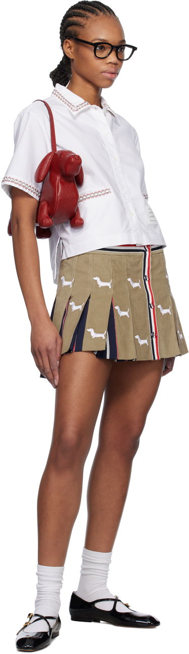 Спідниця Thom Browne Thom Browne Hector Button Front Pleated Miniskirt бежевий | FGCA20E-E1227, 3
