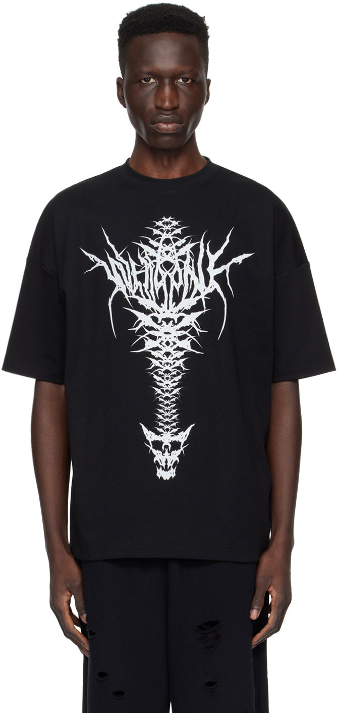 Футболка We11done We11done Spine Skull Graphic T-Shirt чорний | WD-TT1-24-720-U-BK