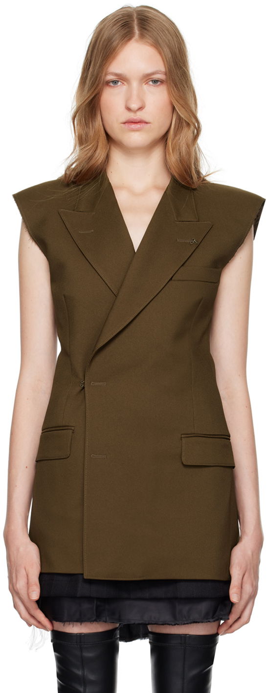 Куртка Maison Margiela Double-Breasted Twill Vest Зелений | S62FB0067 M35222