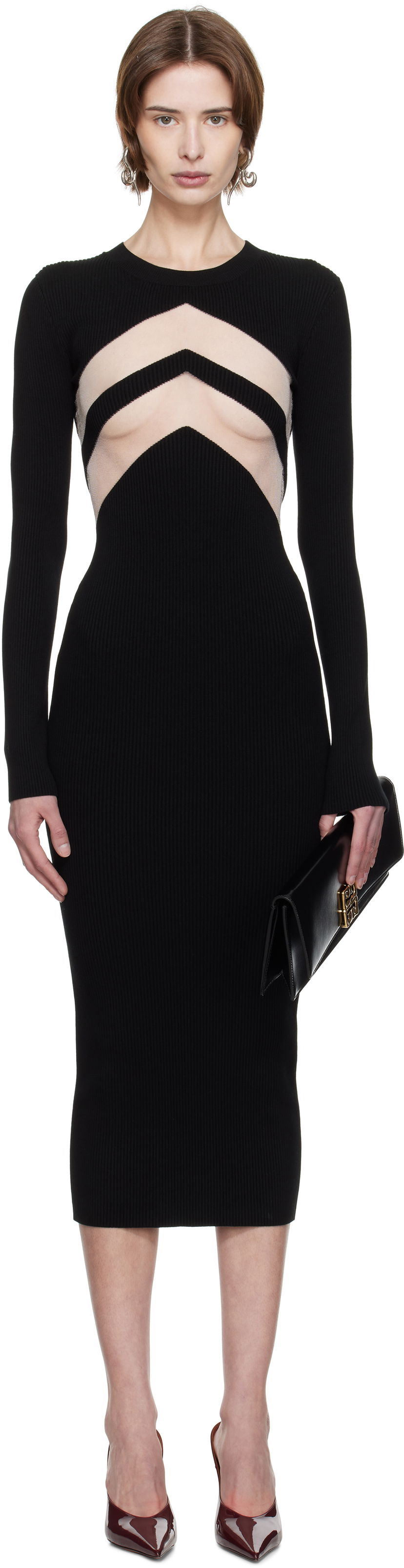 плаття Jean Paul Gaultier Jean Paul Gaultier 'The Chevrons' Midi Dress чорний | 25/33-F-RO379-M085-00