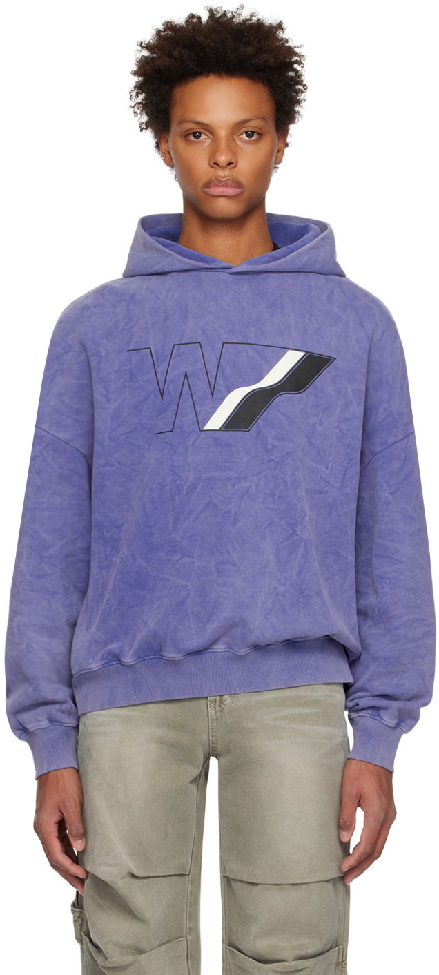Світшоти We11done Wave Line Graphic Print Hoodie Фіолетовий | WD-TH3-22-708-U-NV