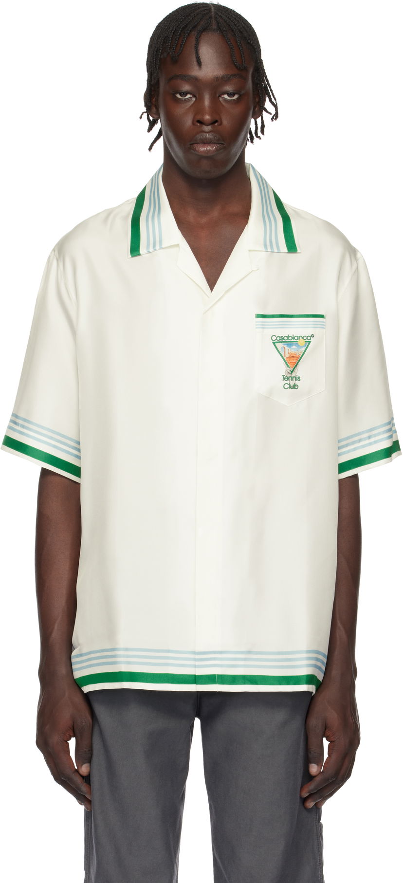 Сорочка Casablanca Tennis Icon Print Relaxed Shirt білий | U-MPS25-SH-003-08