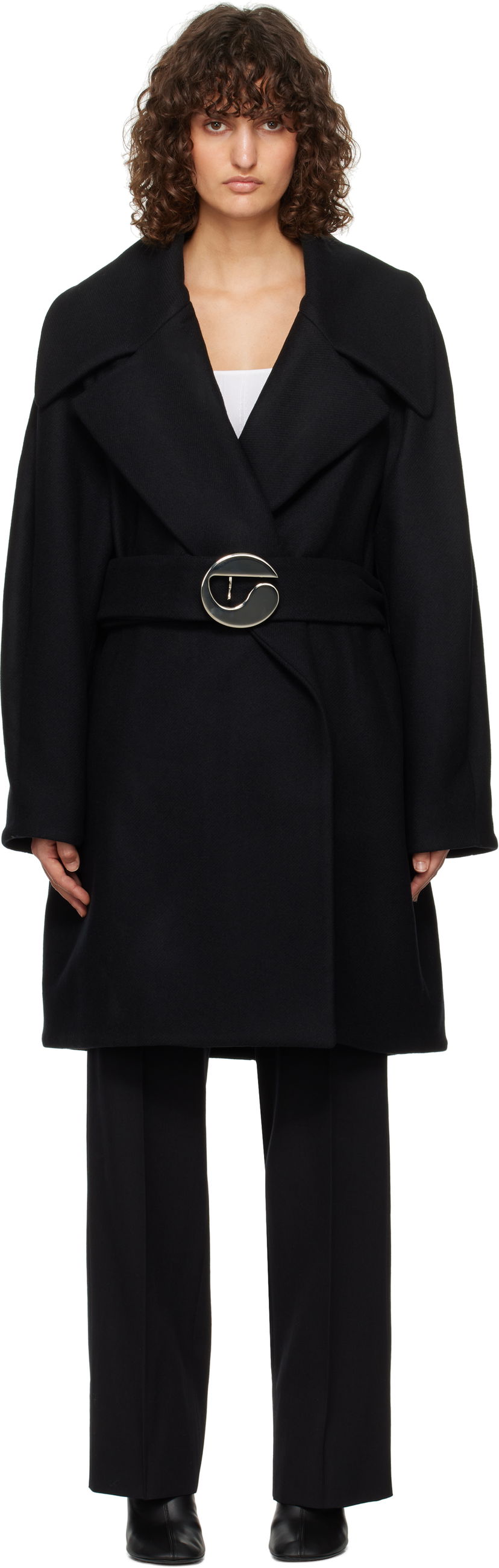 Пальто Coperni Coperni Oversized Belted Coat чорний | COPM06BISF1006