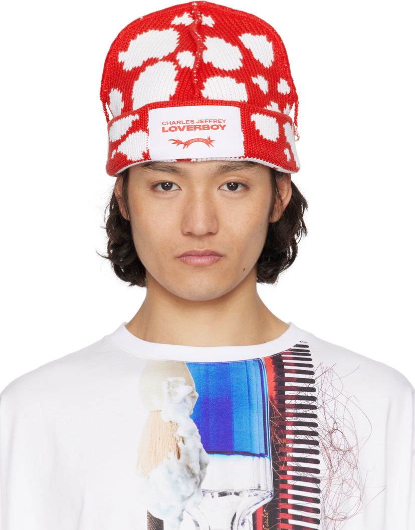 Шапка Charles Jeffrey Loverboy Charles Jeffrey Loverboy Beanie with Label Червоний | 54130603