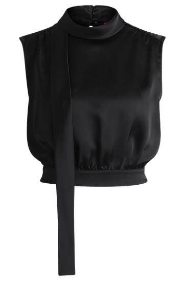 Безрукавка BOSS Satin Sleeveless Tie-Neck Blouse чорний | 50530475