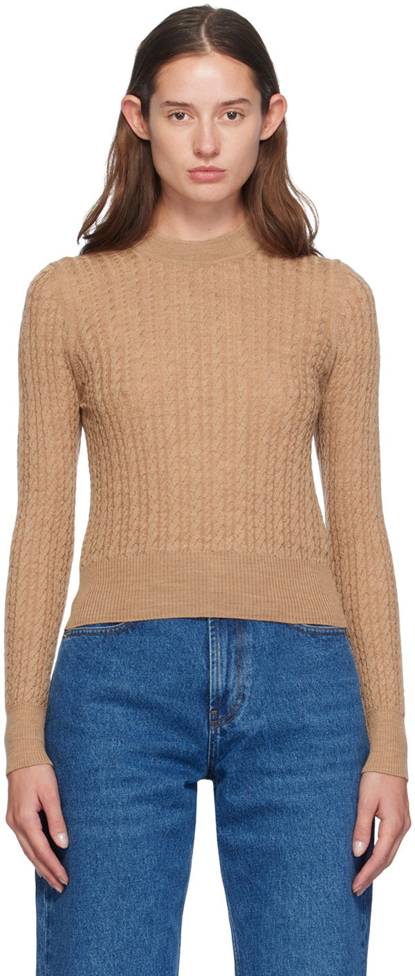Cветр AMI Paris Beige Cable Knit Sweater бежевий | FKS013.KN0013