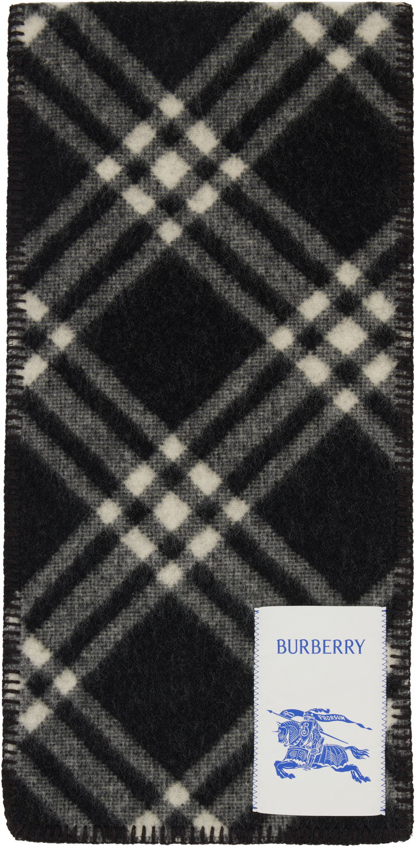 Шарф Burberry Burberry Tri Bar Check Wool Scarf чорний | 8114301