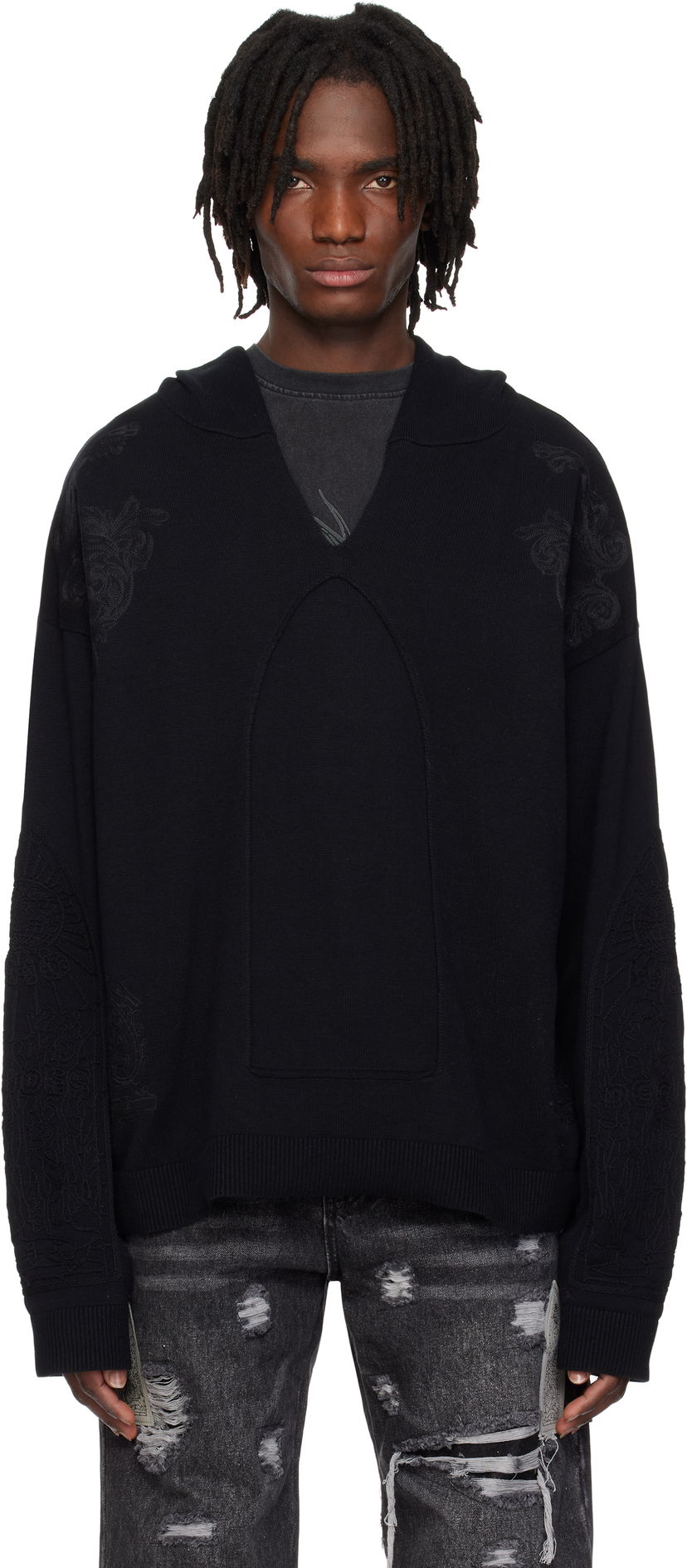 Cветр Who Decides War Who Decides War Whim Embroidered Hoodie чорний | 1110630002SS25