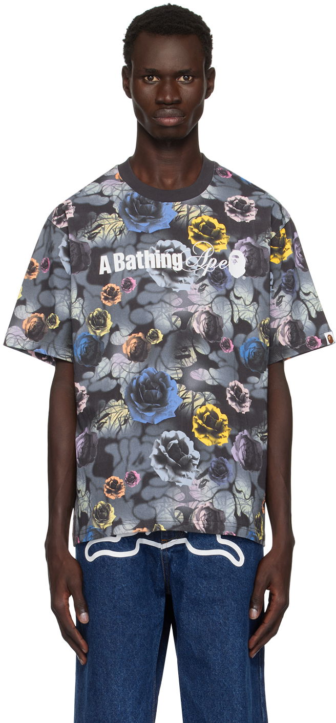Футболка BAPE Floral Solid Camo Logo Relaxed Fit T-shirt чорний | 001CSK801302M