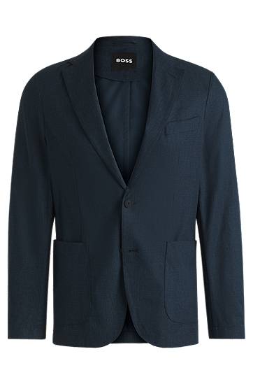 Куртка BOSS Slim-Fit Water-Repellent Packable Suit Jacket темно-синій | 50539492
