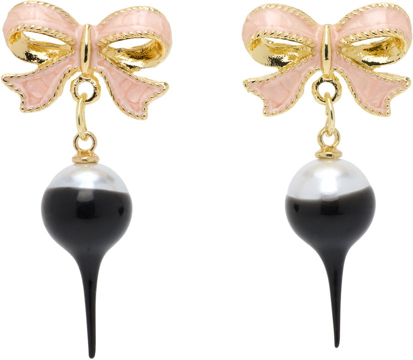 Сережки Ottolinger Ottolinger Bow Pearl Drop Earrings чорний | 2225150499