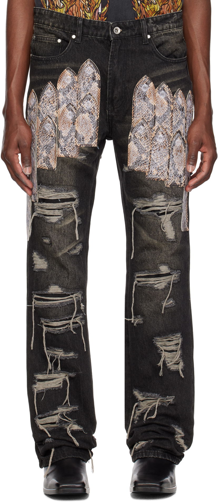 Джинси Who Decides War Who Decides War Patch Arch Distressed Denim Jeans чорний | 1120960017SS25