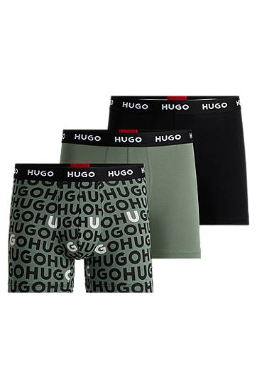 Боксери BOSS HUGO Men's 3-Pack Stretch Cotton Boxer Briefs with Logo Waistband Різнокольоровий | 50532559