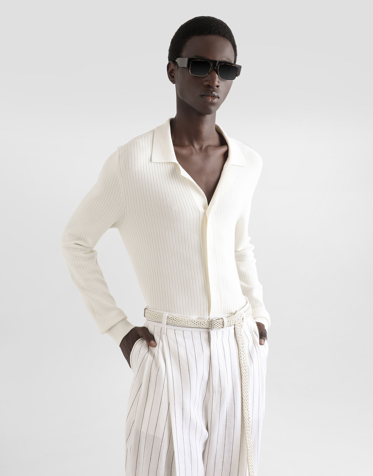 Сорочка Dolce & Gabbana Dolce & Gabbana Openwork Knit Shirt білий | GXVB9TJBCFPW0001, 1