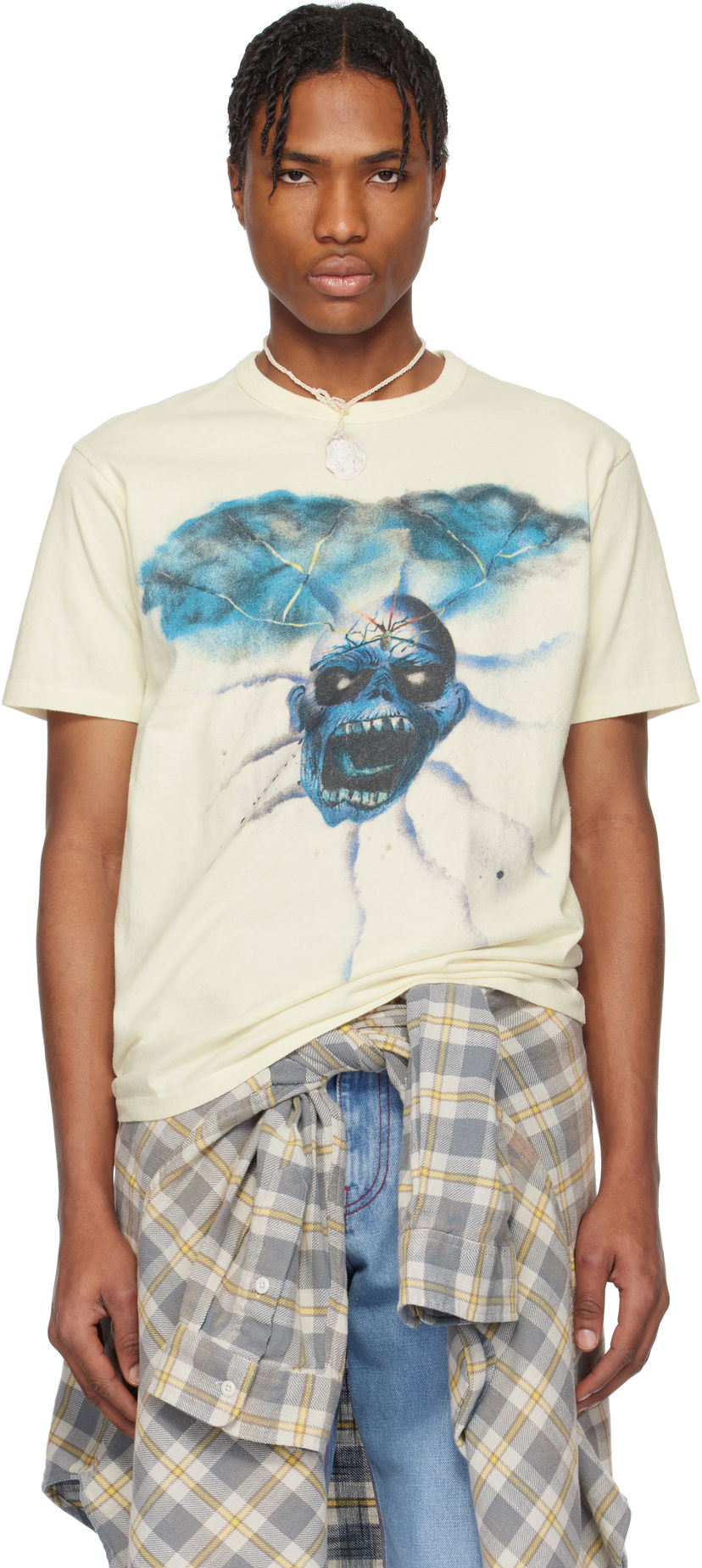 Футболка ERL ERL Skull Graphic T-Shirt бежевий | ERL10T011