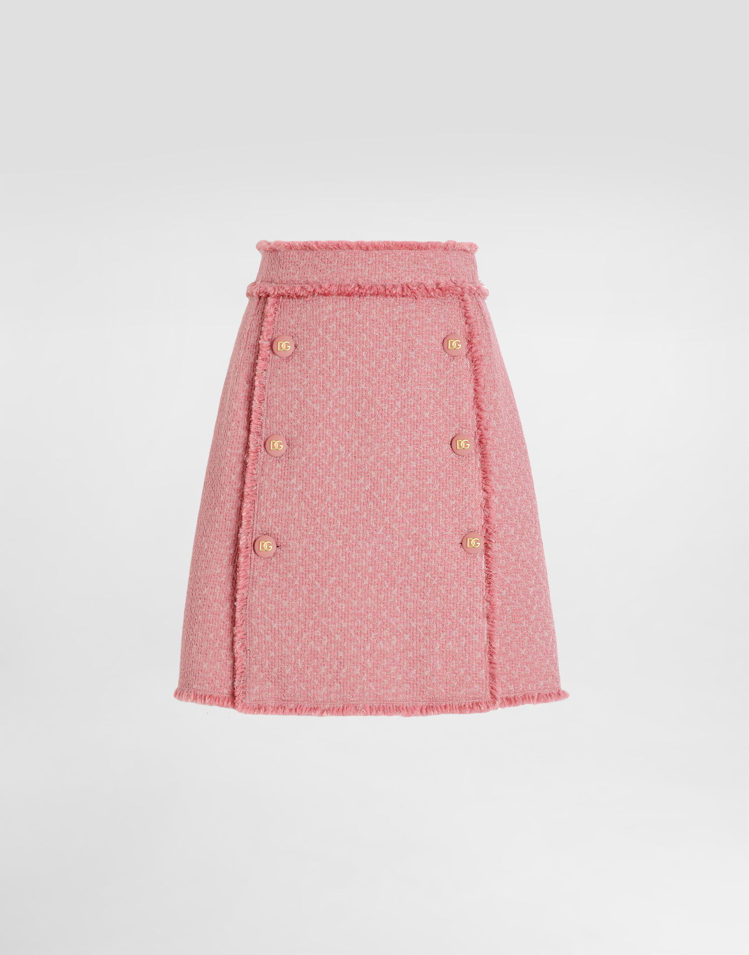 Спідниця Dolce & Gabbana Dolce & Gabbana Raschel Tweed Skirt with DG Logo Buttons Рожевий | F4C03TGDCYKF0473, 0