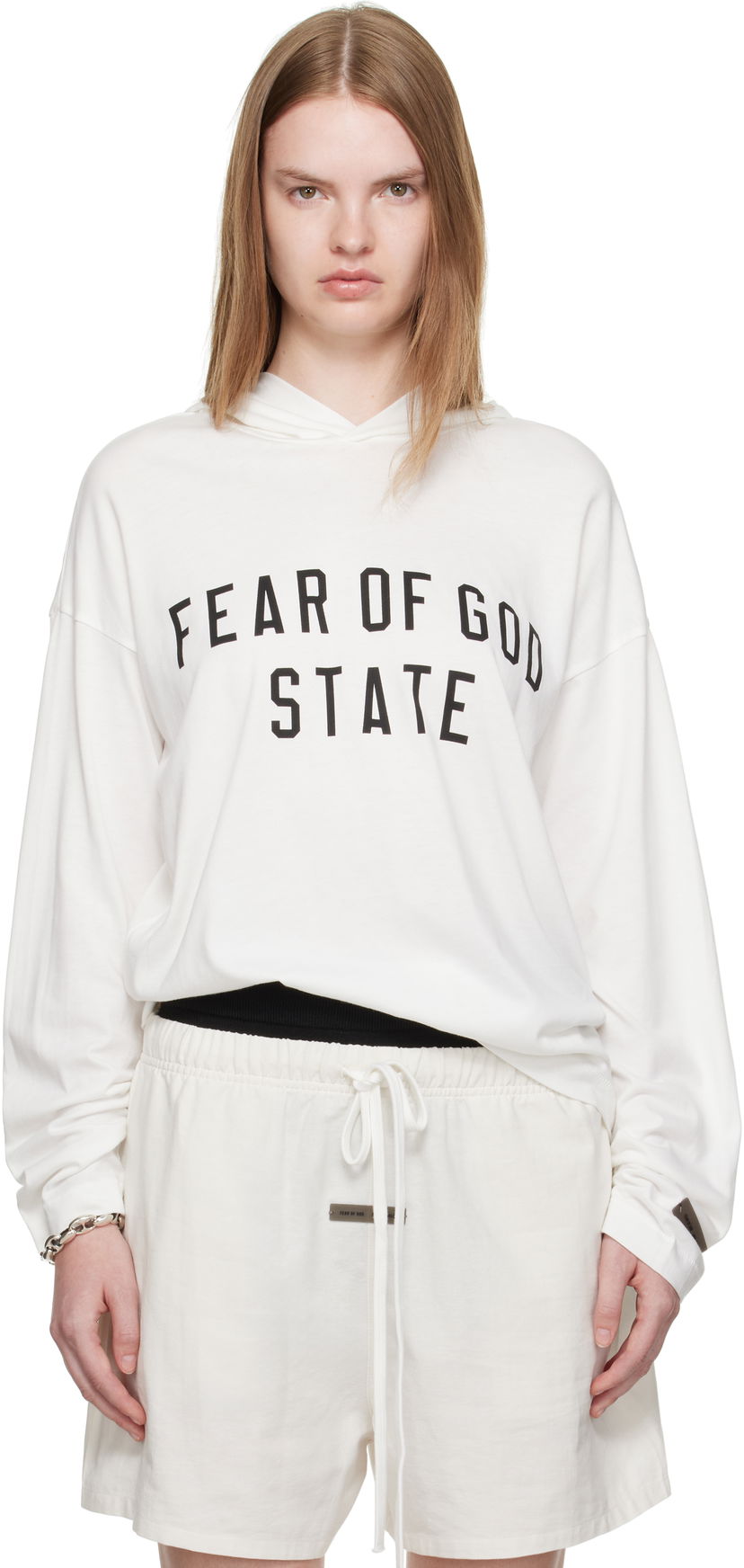 Світшоти Fear of God Fear of God ESSENTIALS Long Sleeve Hoodie білий | 125SP257174FW