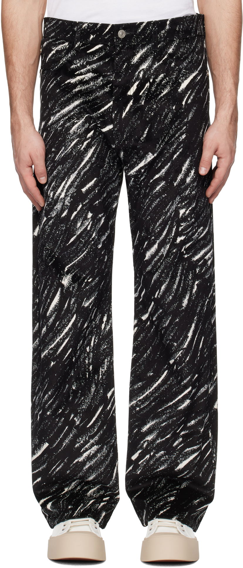 Джинси Marni Marni Flocked Denim Wide-Leg Jeans чорний | PUJU0021A0 UTC432