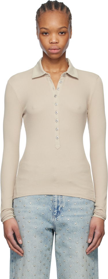 Сорочка поло rag & bone rag & bone Essential Rib Button Polo бежевий | WCC24HP021CA21, 0