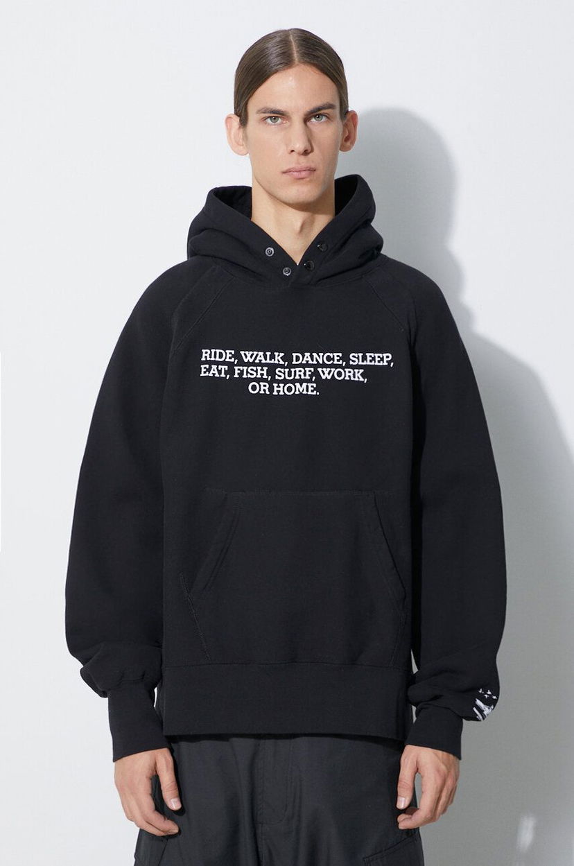 Світшоти Engineered Garments Raglan Hoodie With Print чорний | 23F1B021.NP098