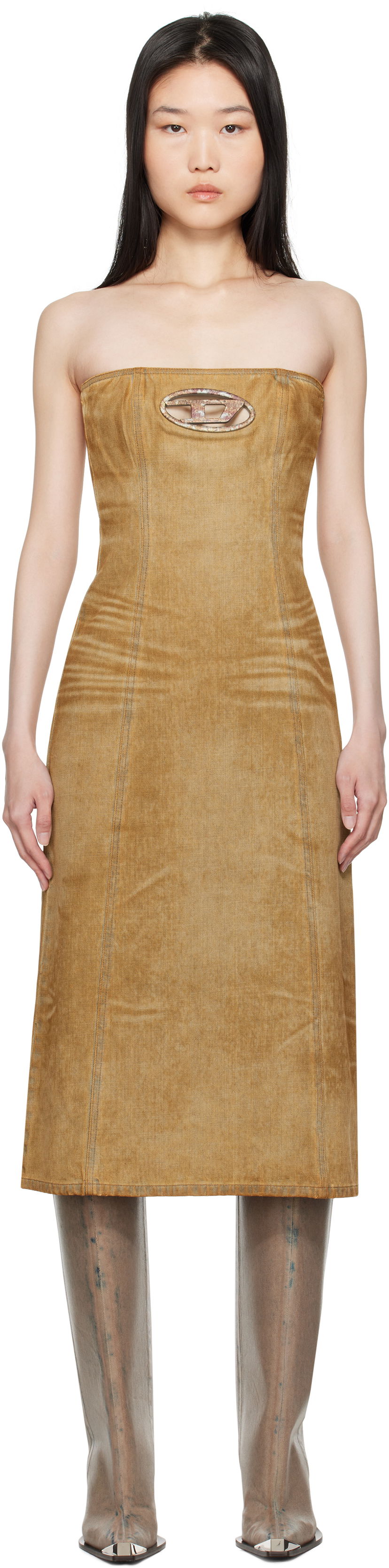 плаття Diesel Denim Midi Tube Dress Коричневий | A15899 0AJET