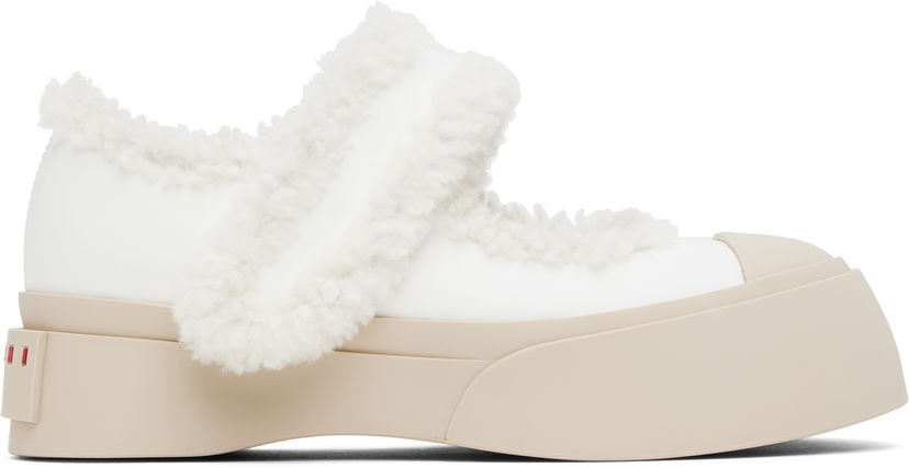 Кросівки та взуття Marni Mary Jane Pablo Shearling Ballerina Flats білий | SNZW013602 P5045