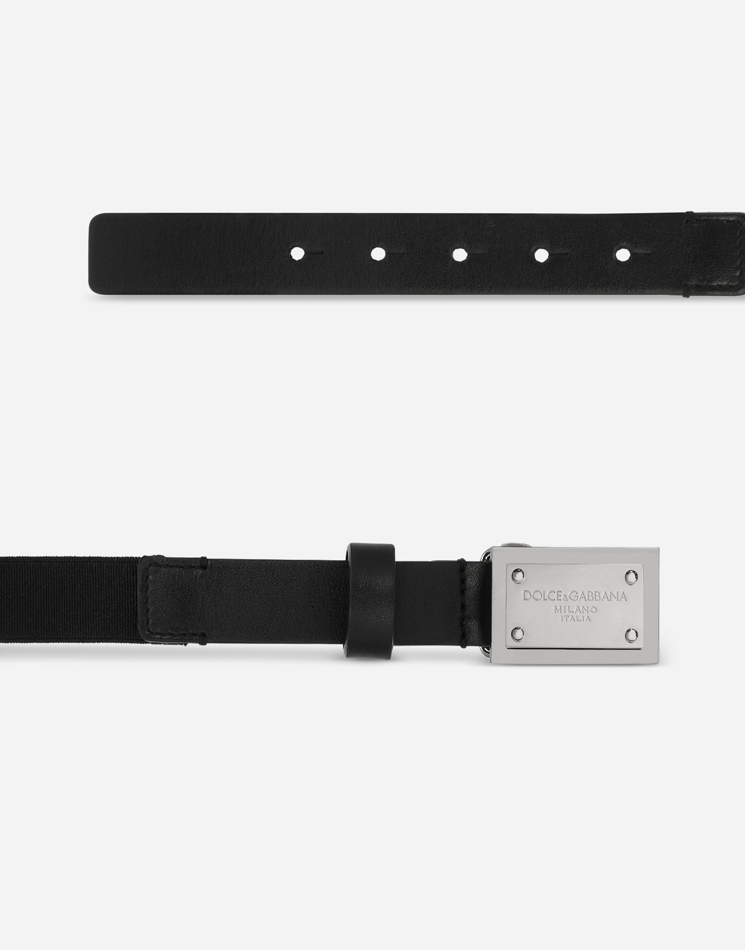 Ремені Dolce & Gabbana Dolce & Gabbana Fabric Belt with Logo Plaque чорний | EC0081AE27180999, 1