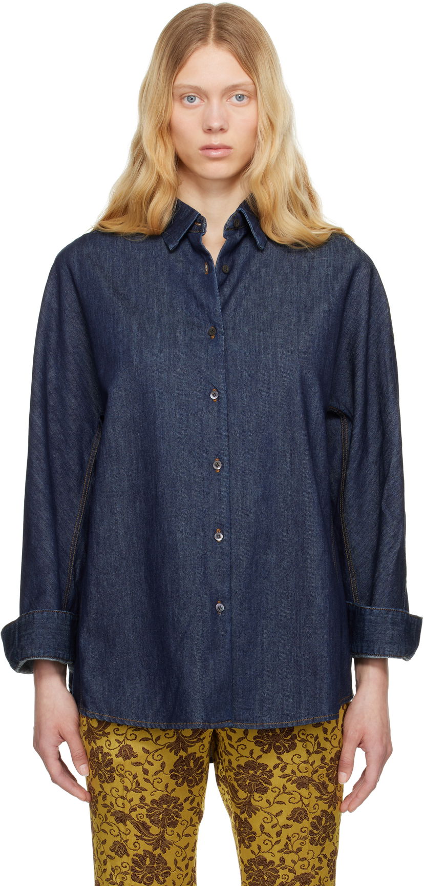 Сорочка Dries Van Noten Dries Van Noten Buttoned Denim Shirt Синій | 251-010729-1553