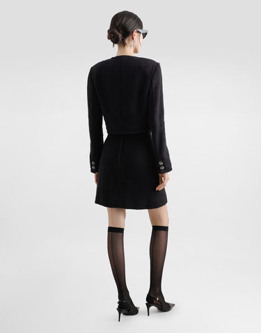 Куртка Dolce & Gabbana Dolce & Gabbana Cropped Single-breasted Tweed Jacket with Jeweled Buttons чорний | F27CZZFMTACN0000, 2