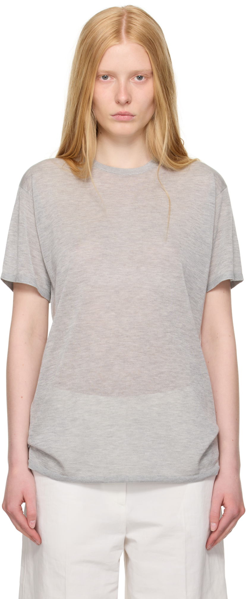Футболка TOTEME TOTEME Knit T-Shirt Сірий | 253-WRT0531-YA0079