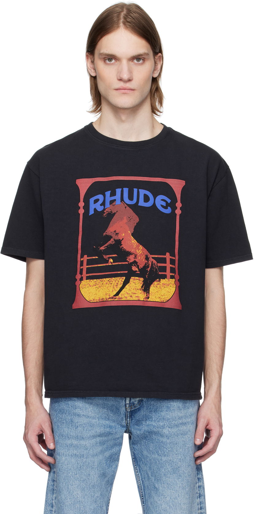 Футболка Rhude Rhude Cadre Horse Graphic Tee чорний | RHSS25TT05012