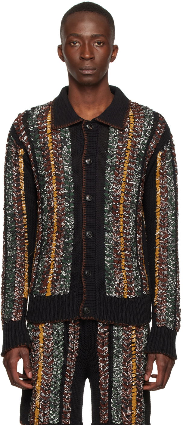 Cветр AMIRI AMIRI Cotton Knit Cardigan чорний | SS22MKL001