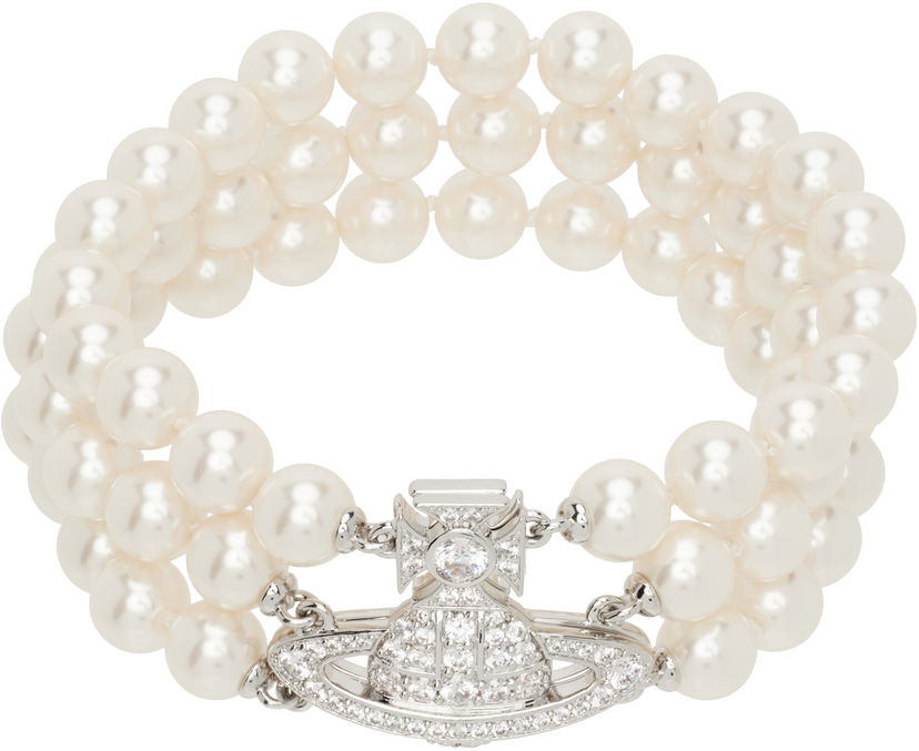 Браслет Vivienne Westwood Vivienne Westwood Graziella Three Row Pearl Bracelet білий | 6103008J-02P132