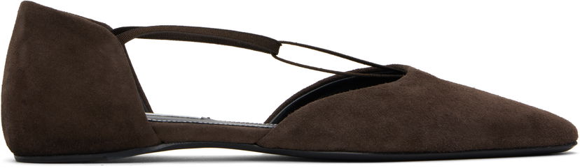 Одяг TOTEME TOTEME Suede T-Strap Ballerina Flats Коричневий | 252-WAS805-LE0114