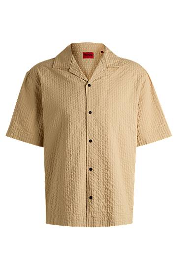 Сорочка BOSS Oversized Seersucker Shirt бежевий | 50540137