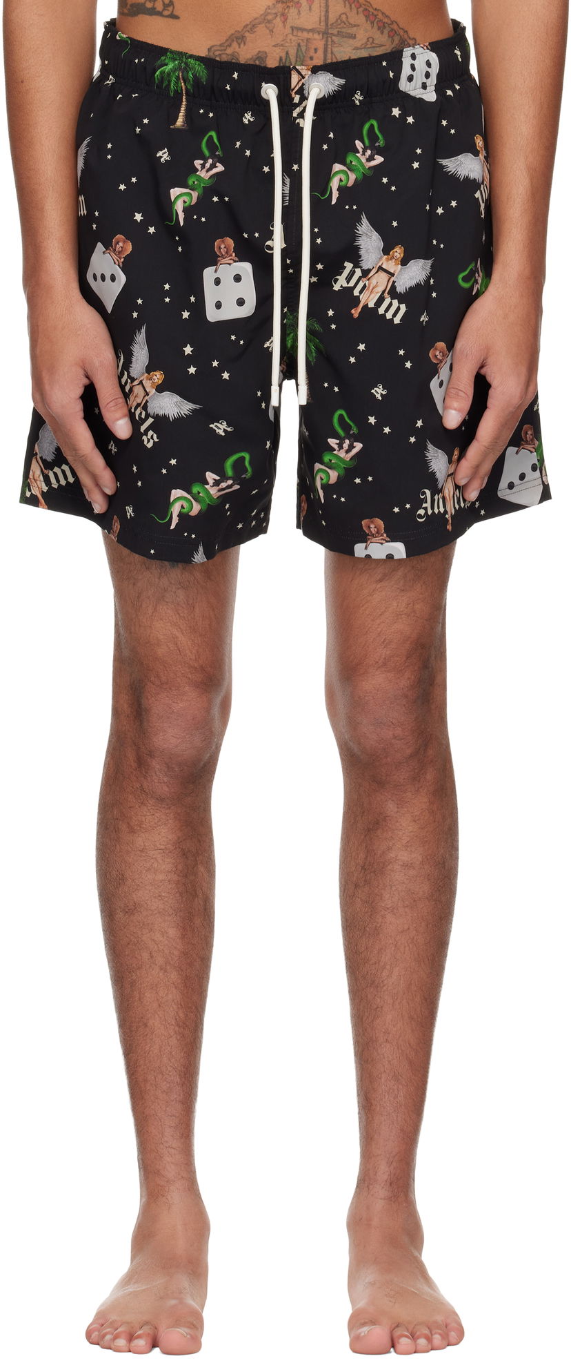 Купальники Palm Angels Palm Angels Pin Up Print Swim Shorts чорний | PMFD012S25FAB0051084