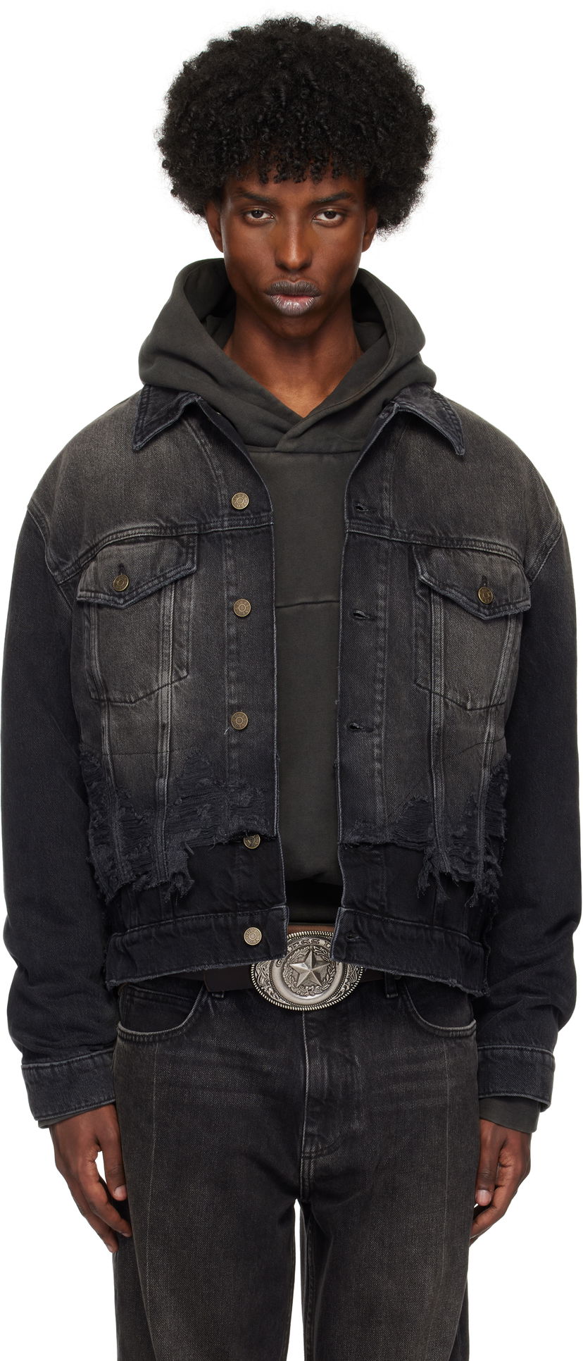 Куртка GUESS Distressed Denim Jacket чорний | M4BN50D57F3GBS2