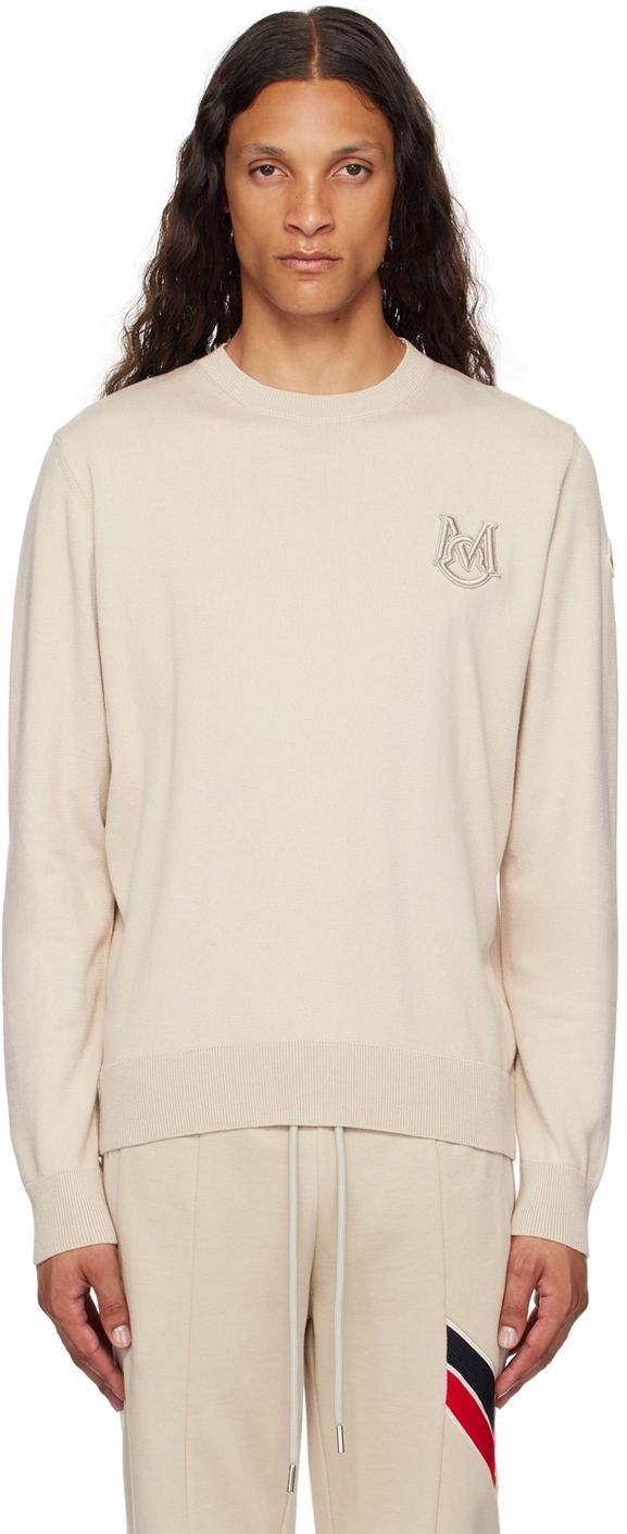 Cветр Moncler Beige Appliqué Sweater білий | J20919C00002M1113