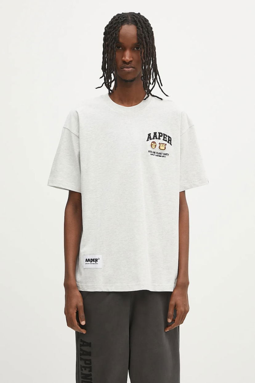 Футболка AAPE by A Bathing Ape AAPE By A Bathing Ape Basic Aaper T-Shirt Сірий | AAPTEM1611XAO