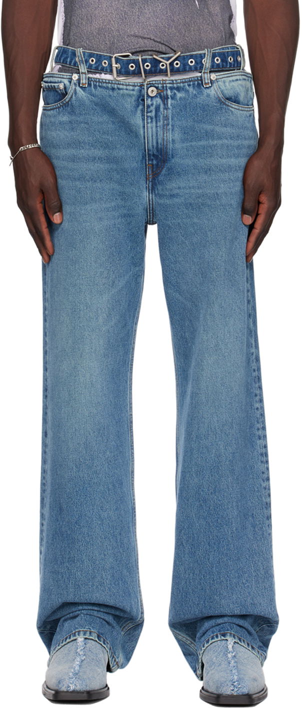 Джинси Y/PROJECT Blue Y-Belt Jeans Синій | JEAN40-S25
