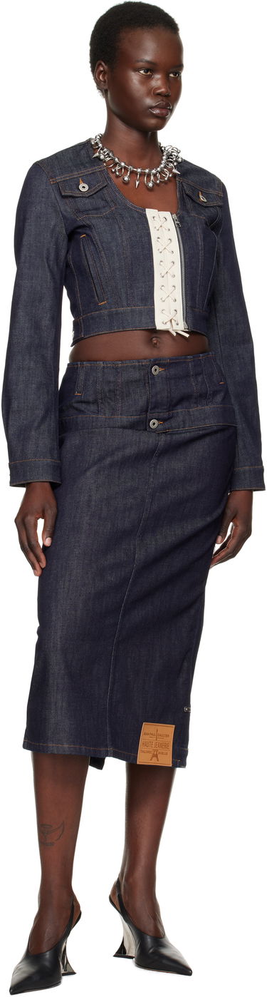 Куртка Jean Paul Gaultier Jean Paul Gaultier 'The Contrasting Lace-Up' Cropped Denim Jacket Синій | 25/33-F-VE085-D019-5568, 3