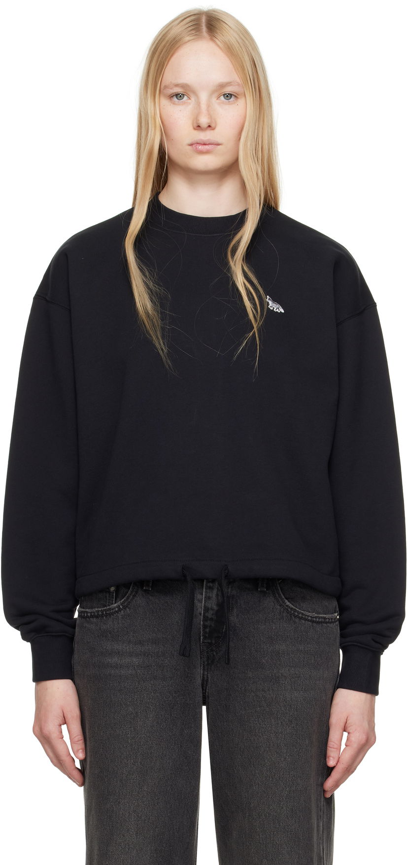Cветр MAISON KITSUNÉ Maison Kitsuné Baby Fox Patch Drawstring Sweatshirt чорний | OW00302KM0325
